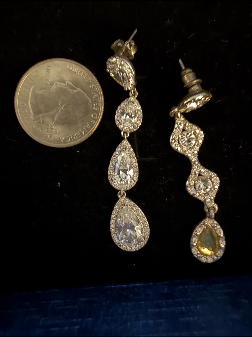Elegant Gold-Tone Teardrop Crystal Drop Earrings - Clear